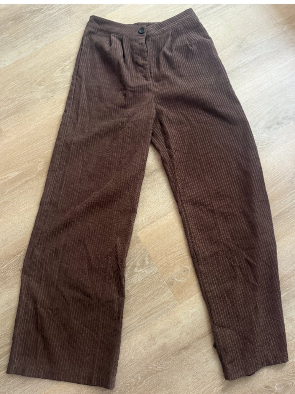 SHEIN Brown Ribbed High Waist Wide Leg Pants M US 6
